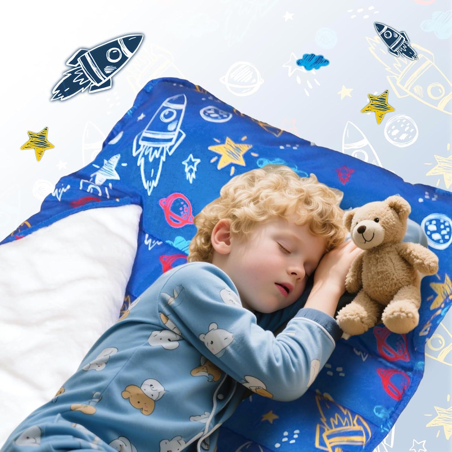 Colchoneta para Siesta Niños Azul con Almohada Desmontable