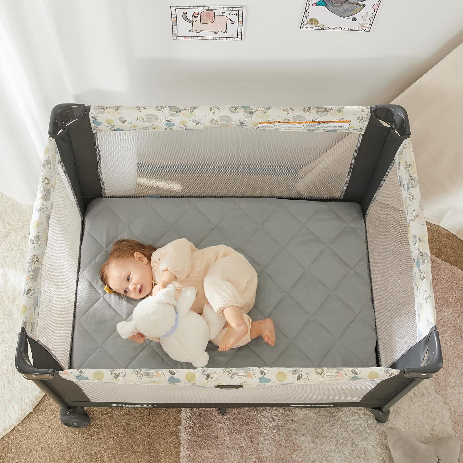 Sábana Ajustable TILLYOU para Pack and Play 99x68.6cm Gris