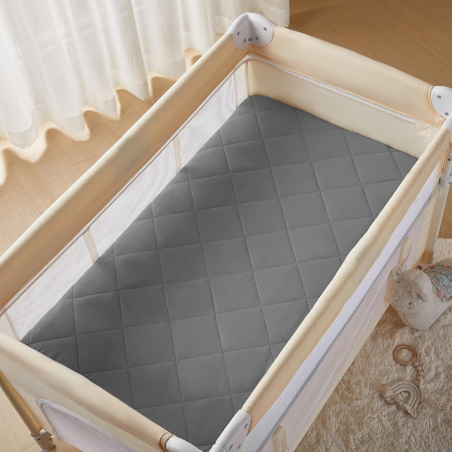 Sábana Ajustable TILLYOU para Pack and Play 99x68.6cm Gris