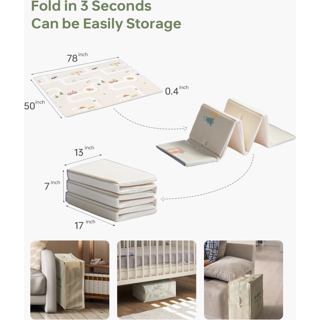 Alfombra de Juego Plegable BG-BABYGO 127x198 cm Impermeable