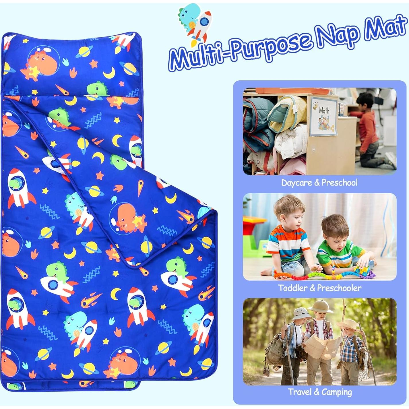 Mats de Siesta para Niños Dinosaurio 135x53cm con Almohada