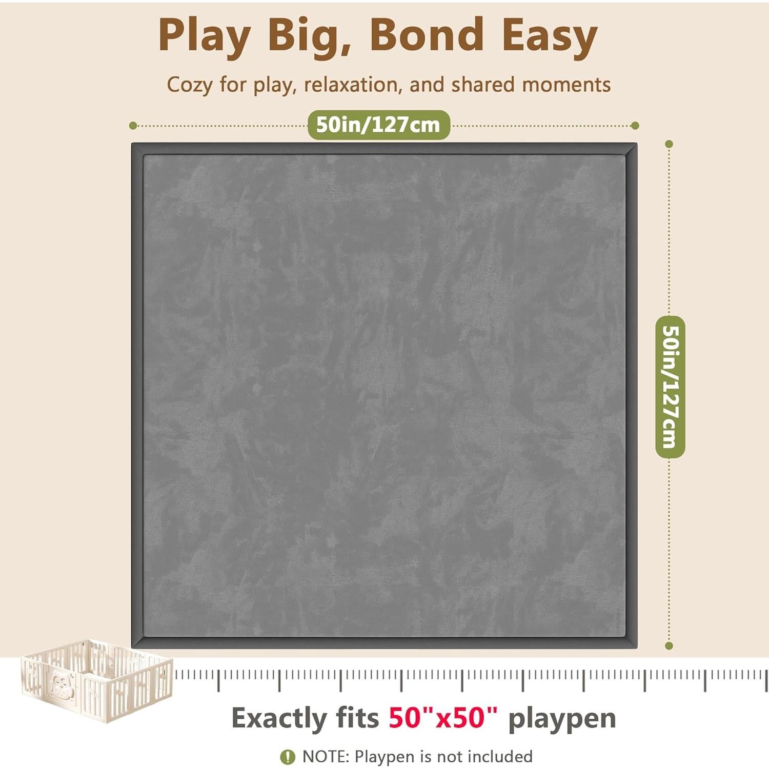 Alfombra de Juego para Bebés Floisdace 127x127 cm Antideslizante