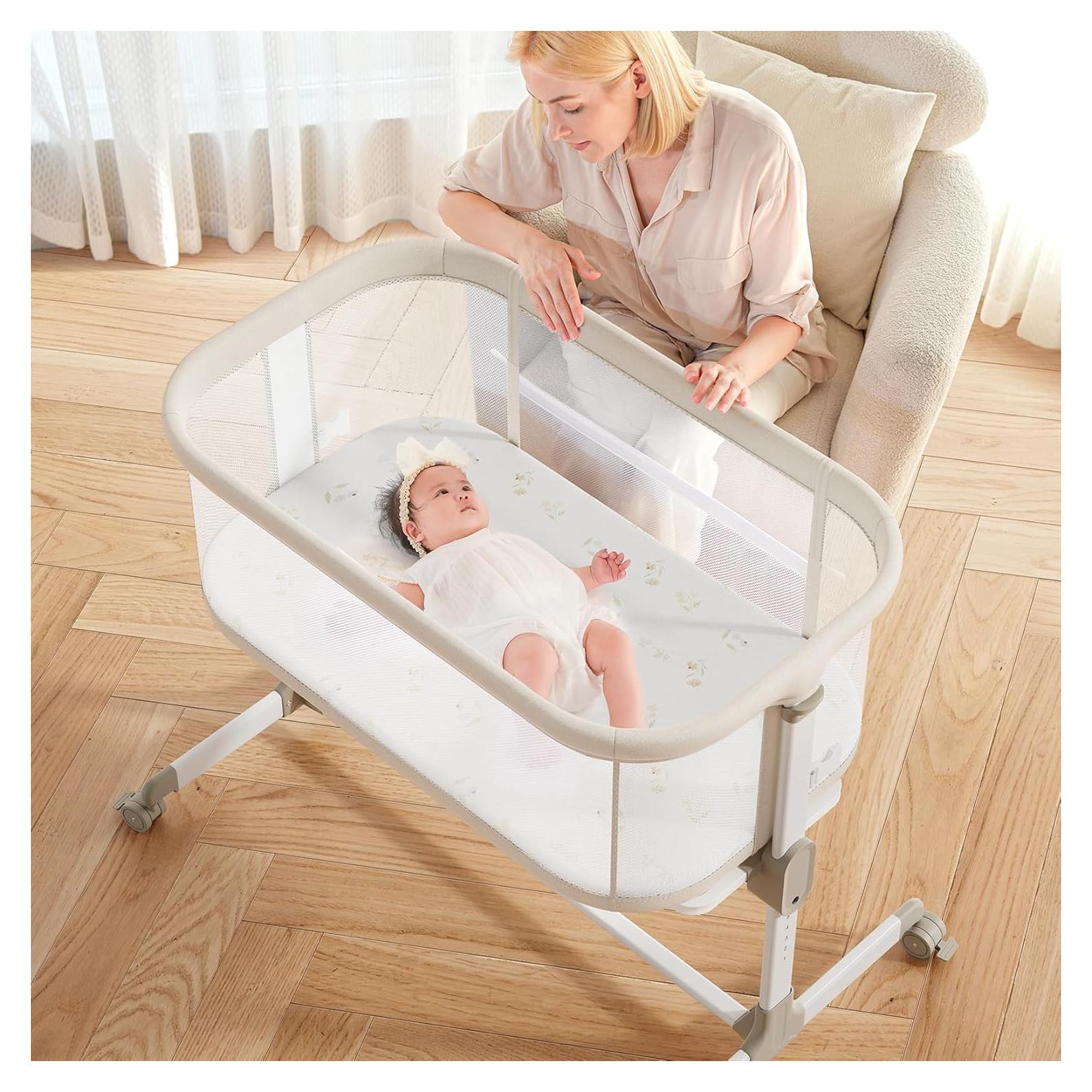 Cuna lateral Fodoss para bebés ajustable 54-67 cm Beige