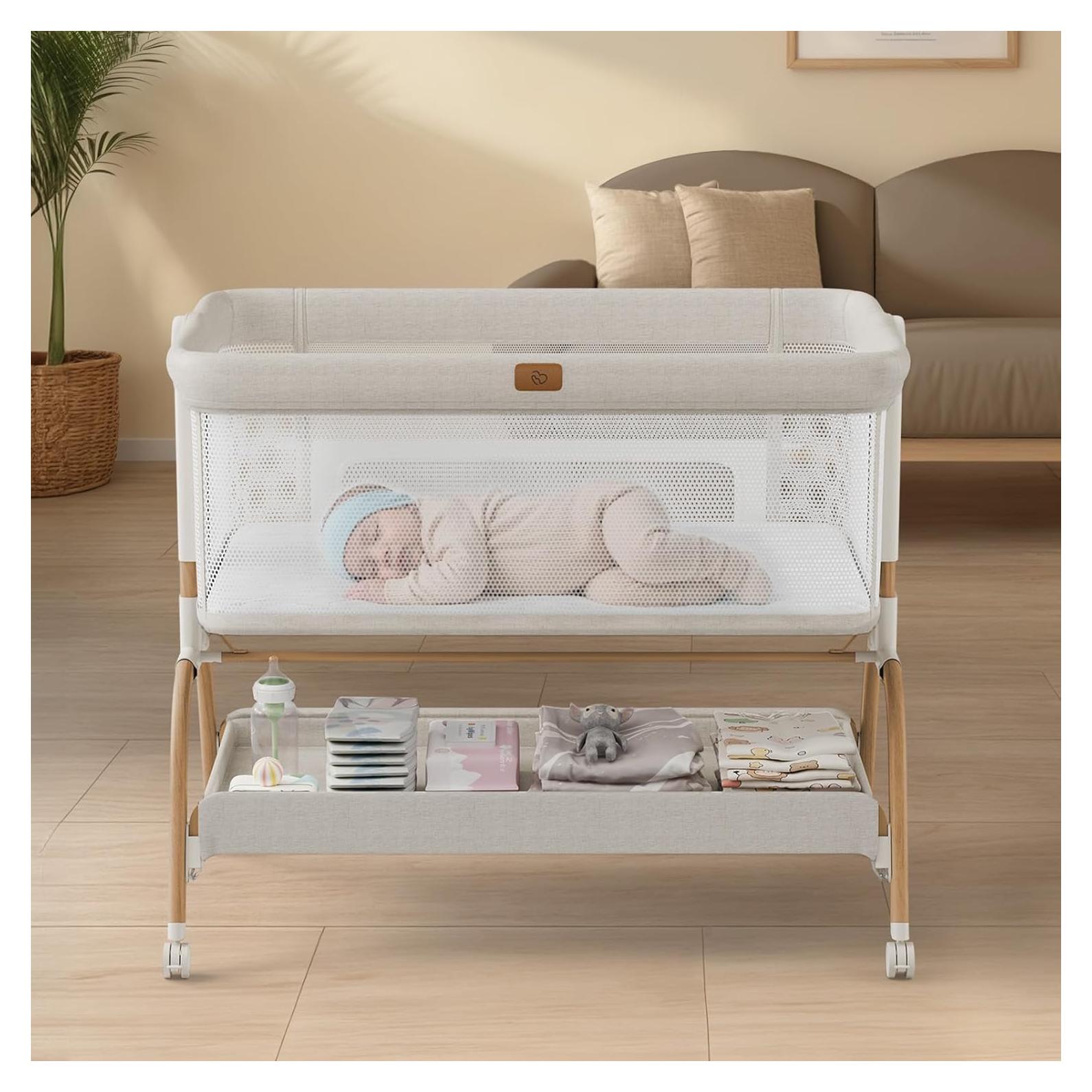 Cuna de Lado 3 en 1 BabyBond con Colchón y Sábana Suave