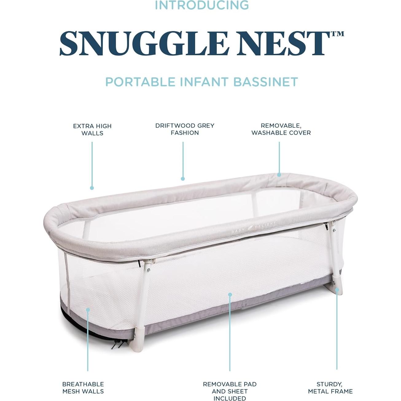 Cuna Portátil Snuggle Nest Baby Delight para Bebés 0-5 Meses
