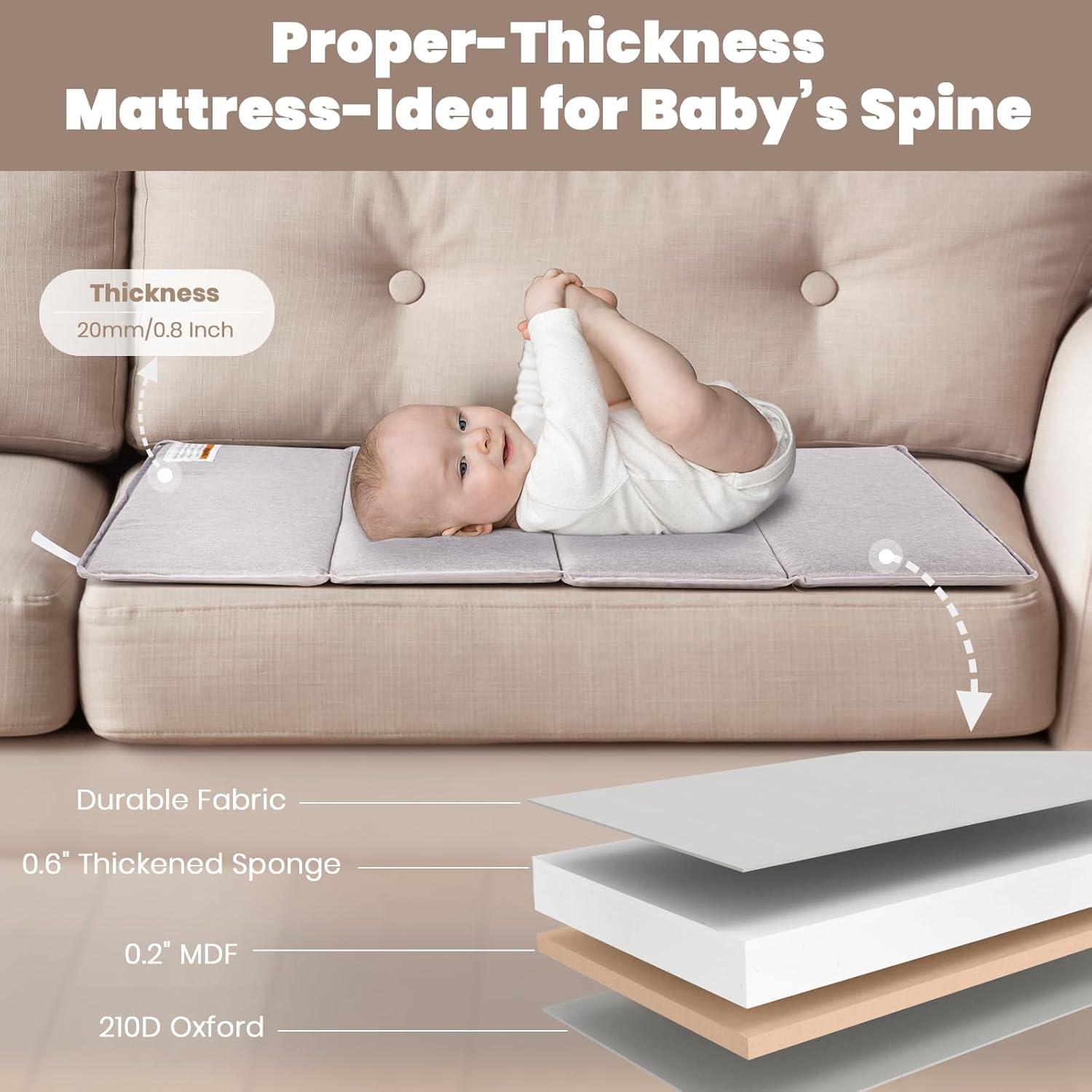 Cuna de Lado Rinnebbit 4 en 1 con Colchón y Cambiador