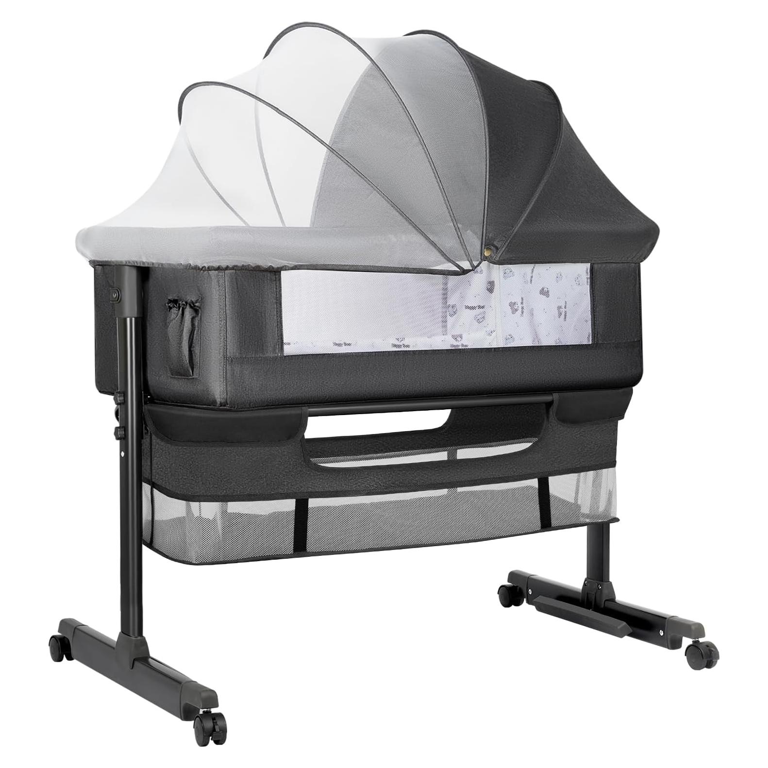 Cuna Lateral Plegable YADAQE Gris Oscuro 91.5x67.7 cm