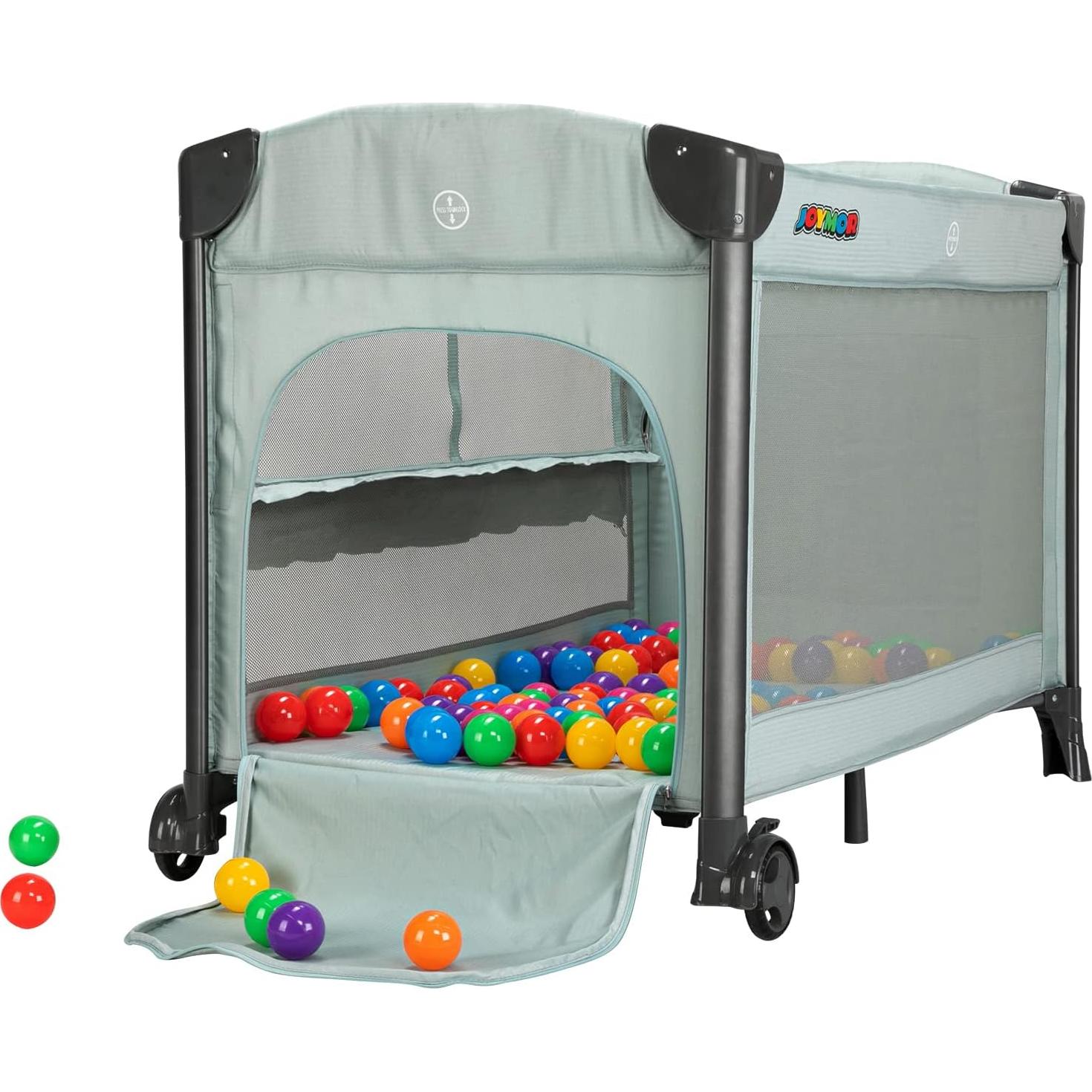 Cuna Lateral JOYMOR 3 en 1 Verde con Colchón y Sábana