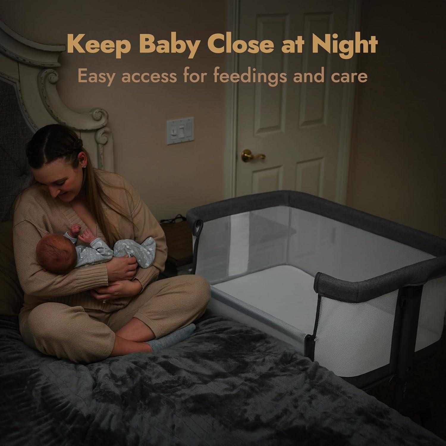 Cuna Lateral Papablic Ajustable con Malla Transpirable y Colchón