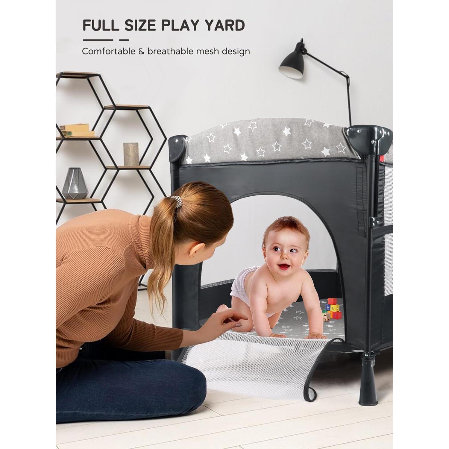 Cuna Lateral 5 en 1 BIUSIKAN para Bebés con Colchón y Cambiador