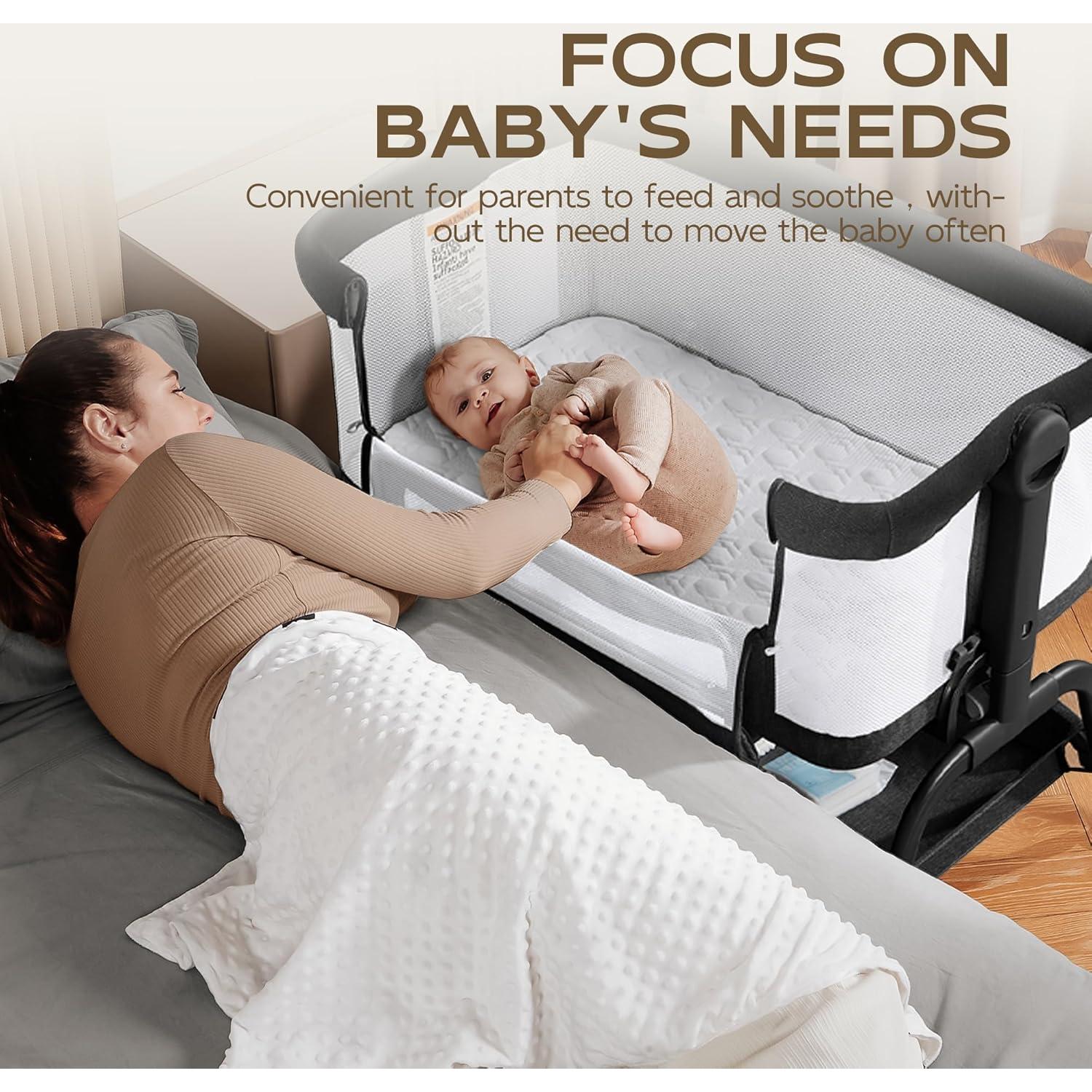 Cuna para Bebé BabyBond 3 en 1 Ajustable 6 Alturas Malla