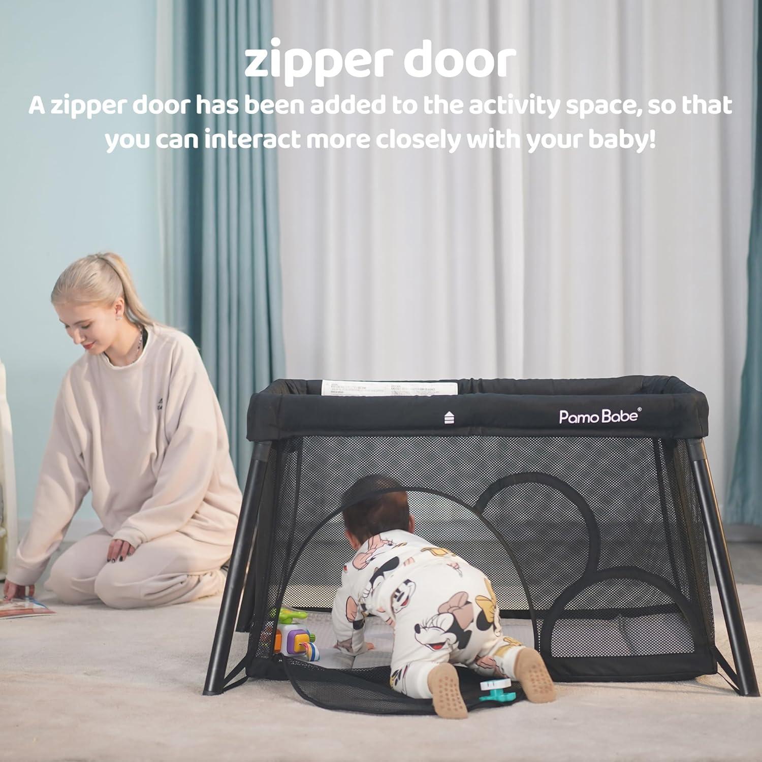 Cuna de viaje Pamo Babe con moisés extraíble, negra