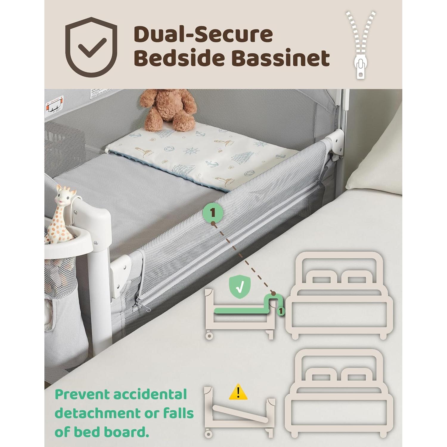 Cuna de lado 4 en 1 Joybai Gris Bruma con mesa de cambio