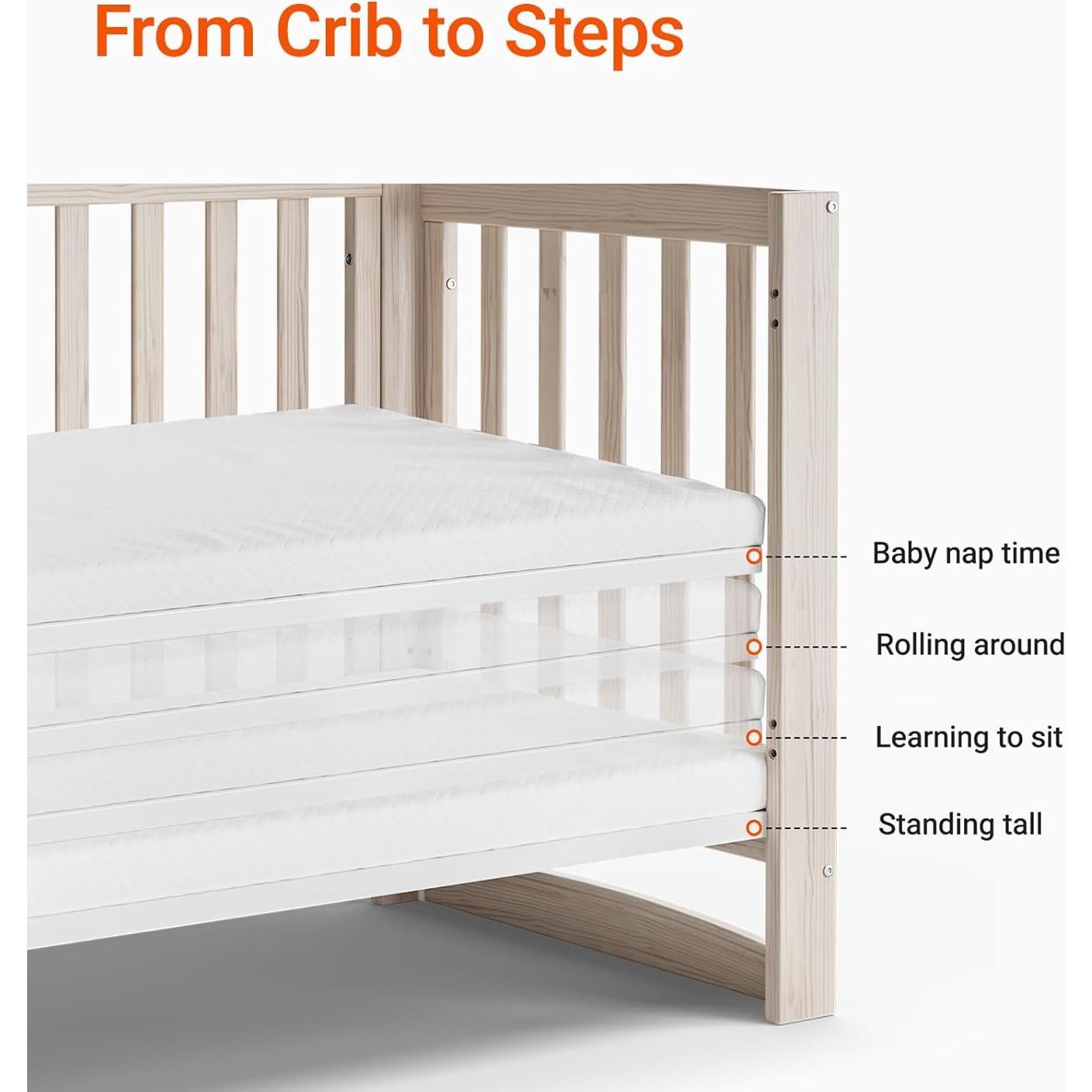 Cuna Convertible 6 en 1 Mamazing EvoNest Beige Madera