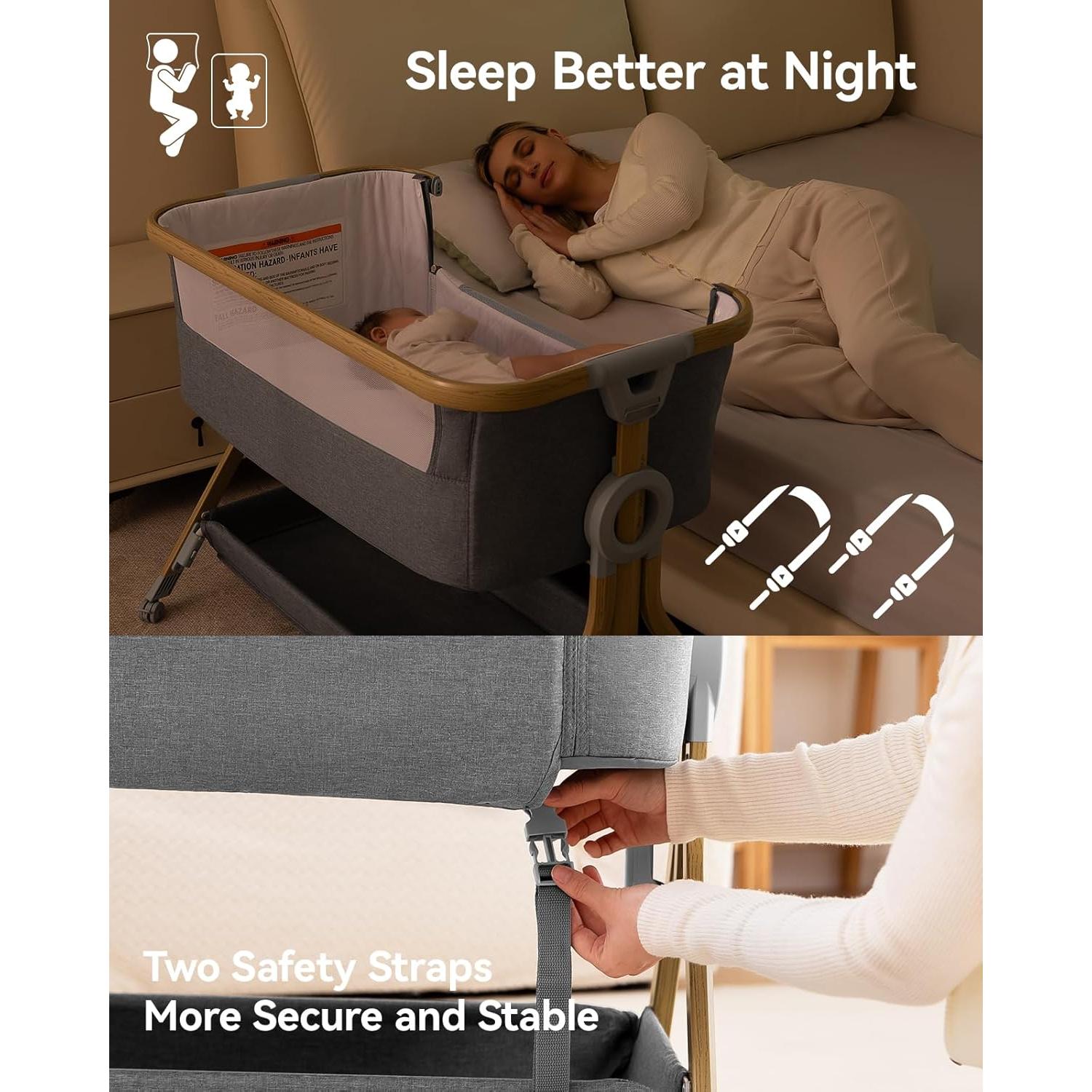 Cuna Larex 3 en 1 para Bebés con Ruedas y Altura Ajustable