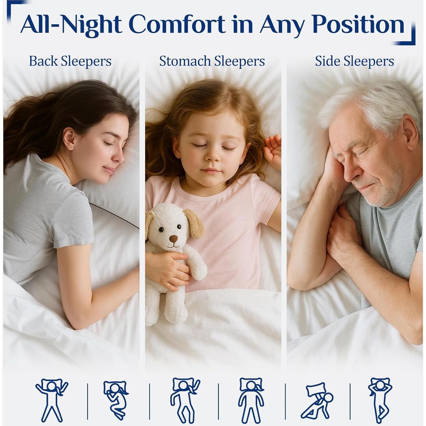 Juego de 4 Almohadas King JOLLYVOGUE Suaves y Lavables