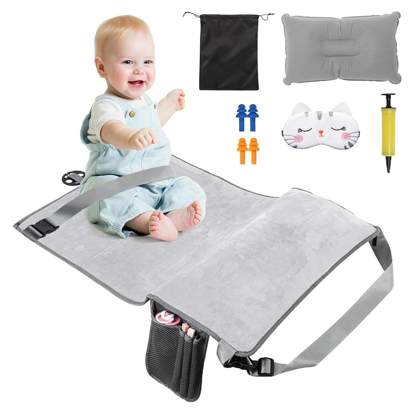 Cama de avión portátil para niños Frstem - Gris, 78.74x48.26cm