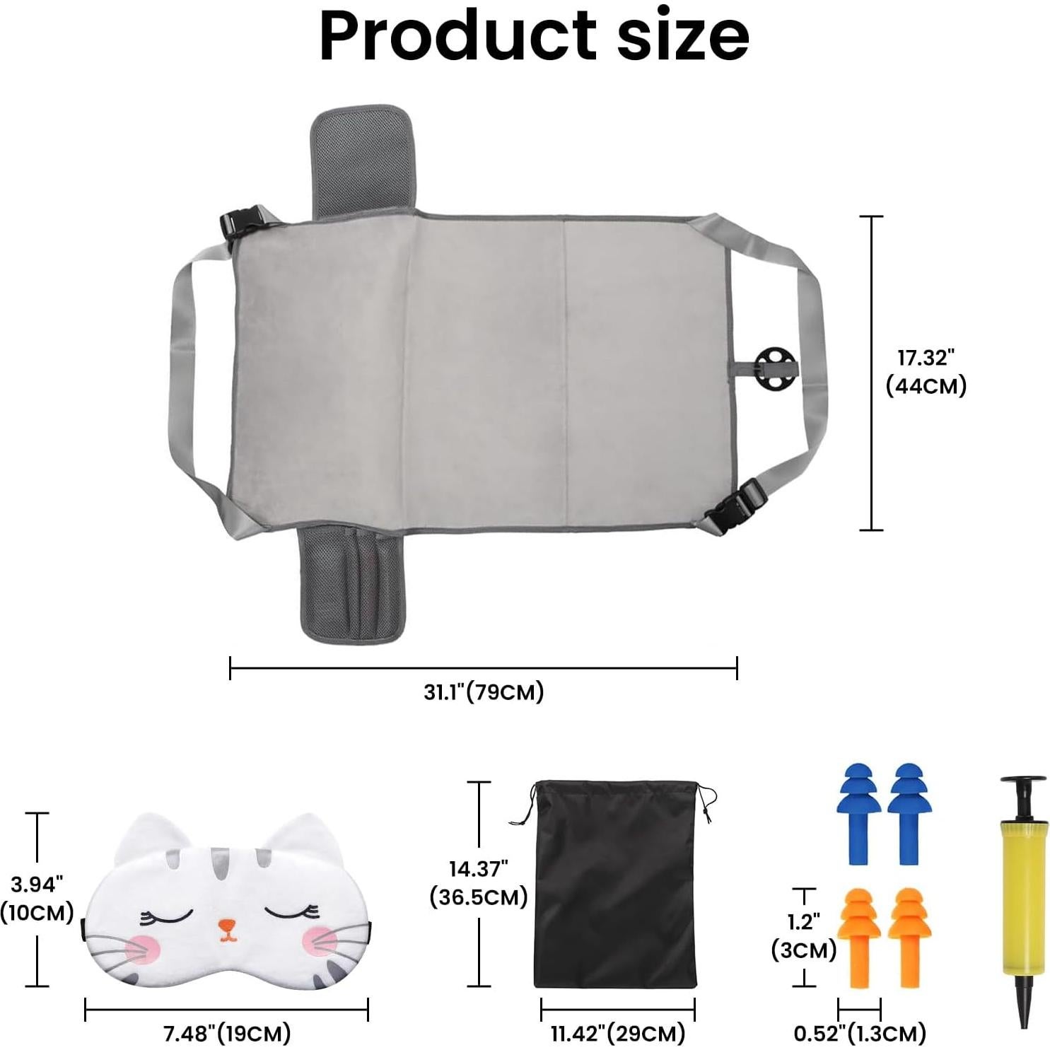 Cama de avión portátil para niños Frstem - Gris, 78.74x48.26cm