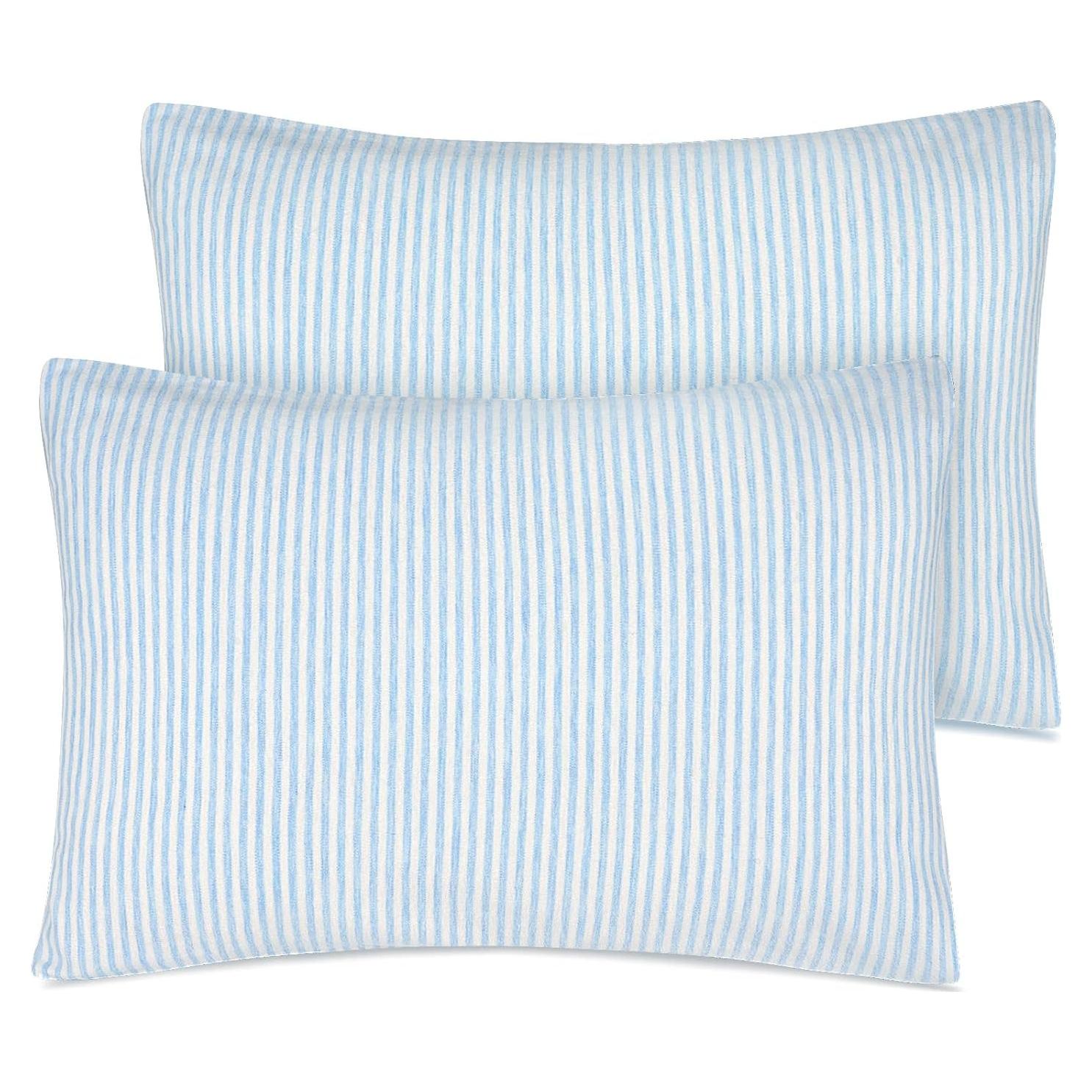 Funda de Almohada de Algodón Orgánico Zenssia 33x46 cm Rayas Azules