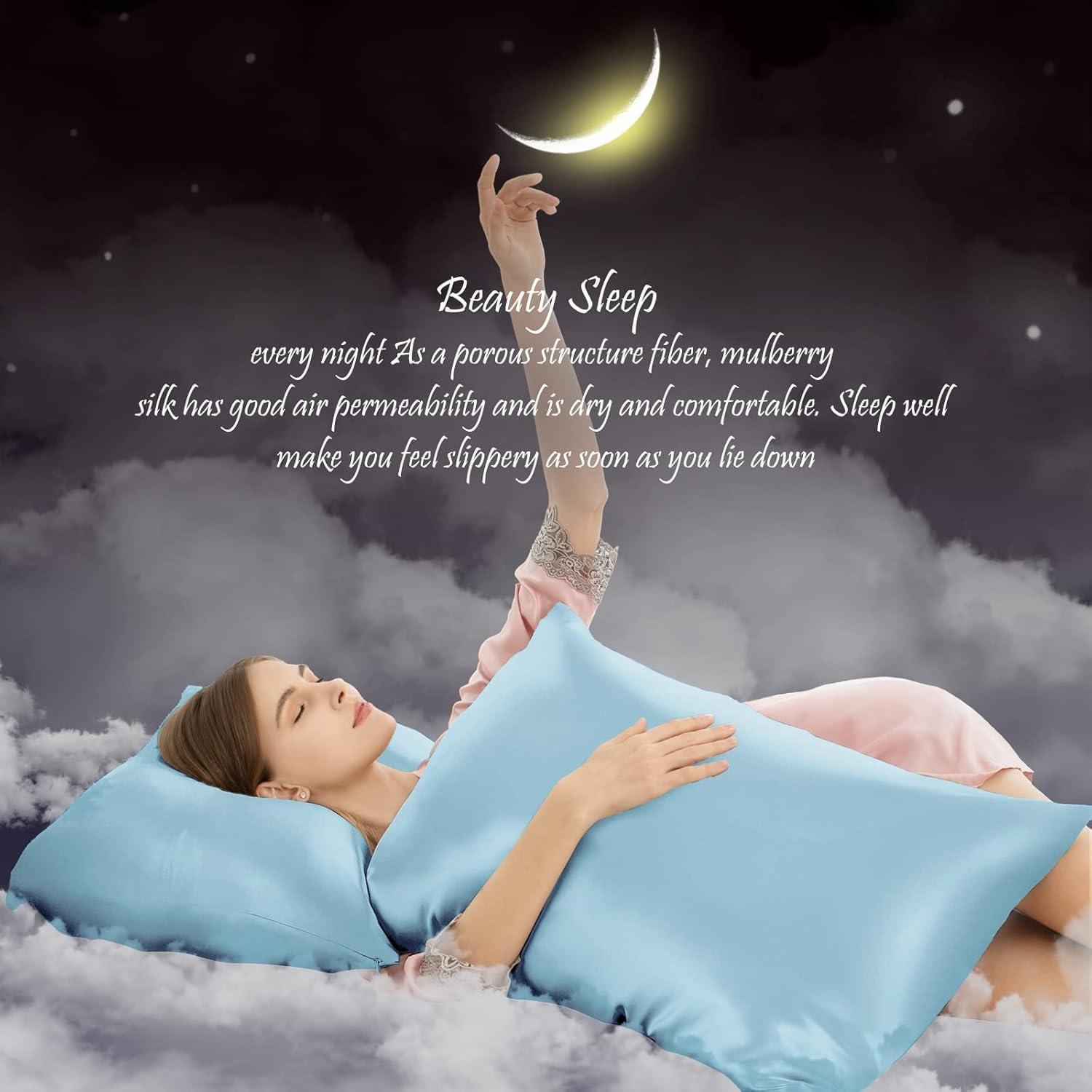 Funda de Almohada de Cuerpo de Seda Casbrove Azul Bebé 137x51 cm