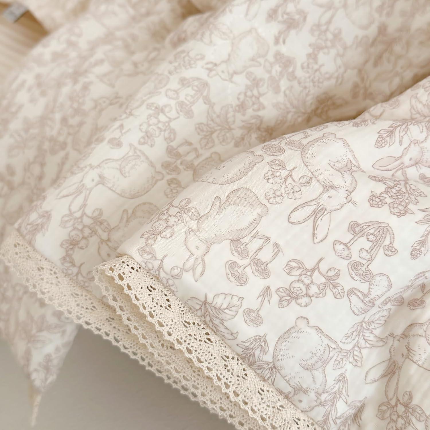 Manta Acolchada BuLuTu para Niños Conejo Floral 119x150cm