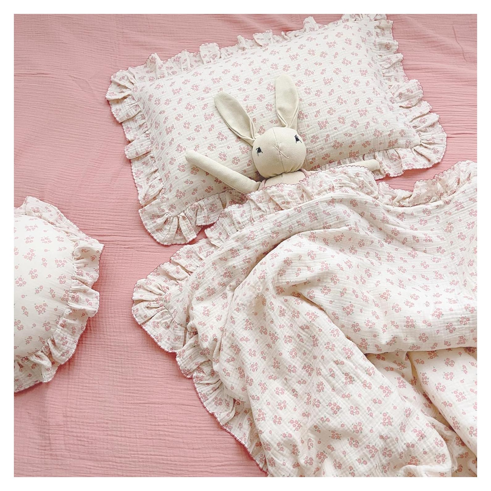 Funda de Almohada Estándar BuLuTu Algodón Muselina Floral Galsang