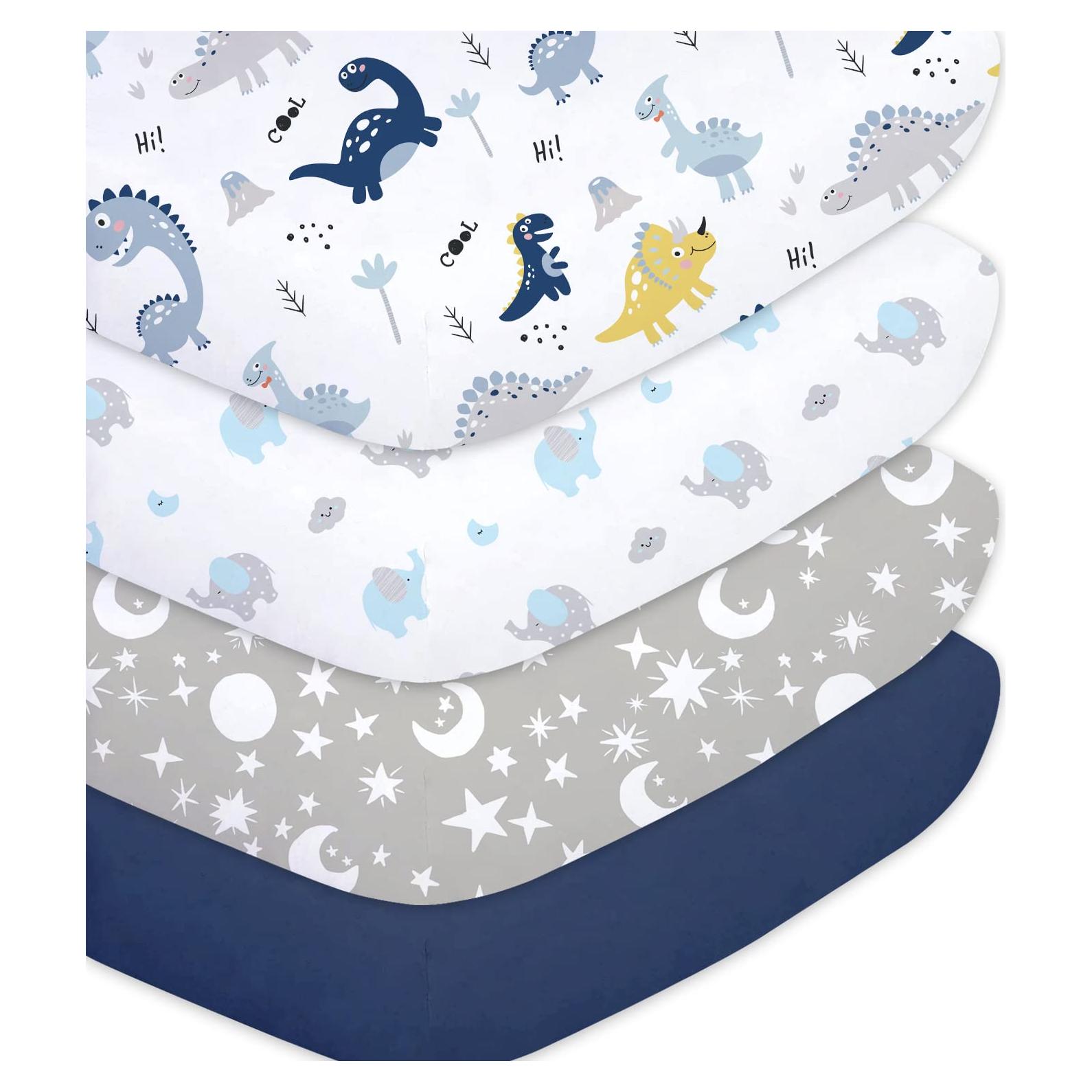 Sábanas de Cuna Plushii 4 Piezas Microfibra Dinosaurios