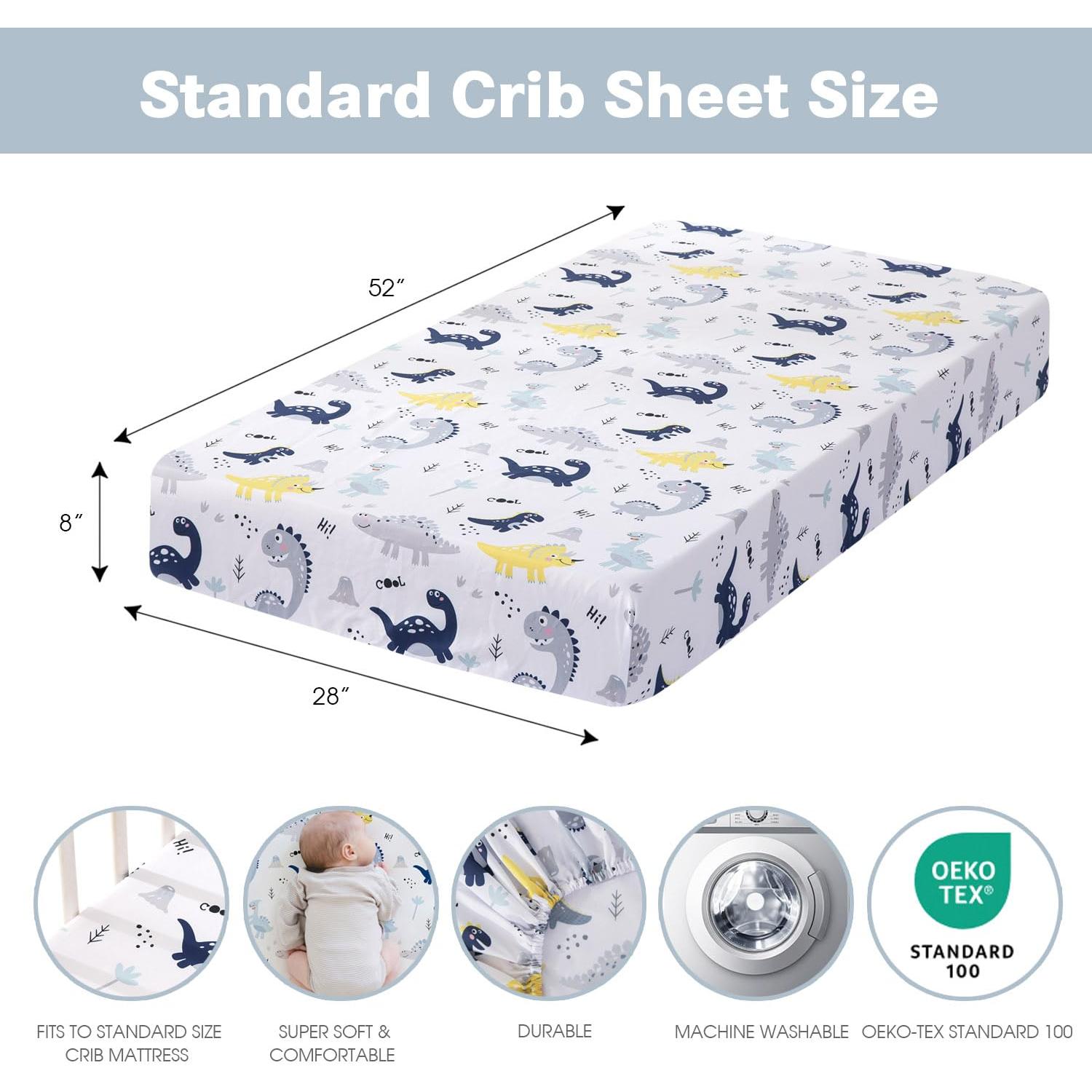 Sábanas de Cuna Plushii 4 Piezas Microfibra Dinosaurios