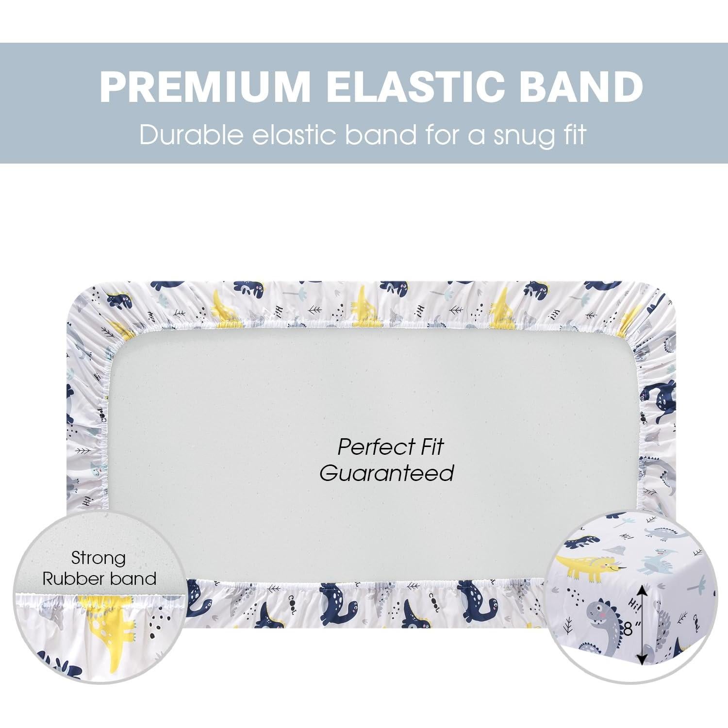 Sábanas de Cuna Plushii 4 Piezas Microfibra Dinosaurios