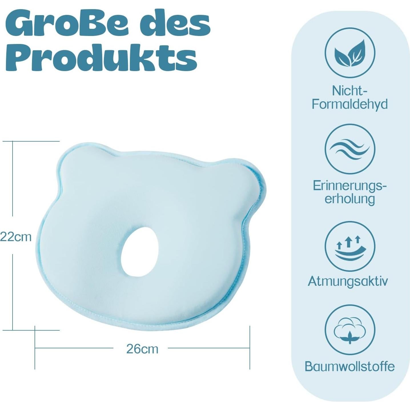 Almohada de Espuma de Memoria TinyTotsJoy para Bebés 24.9x21.8cm