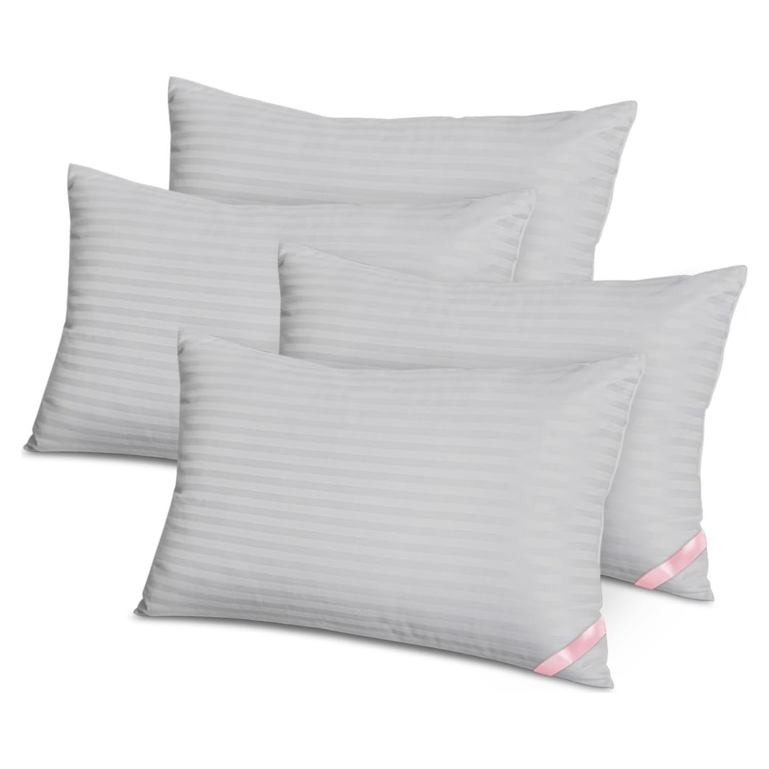 Cojines de Cama EIUE 4 Pack Reina Microfibra Suave Gris Claro