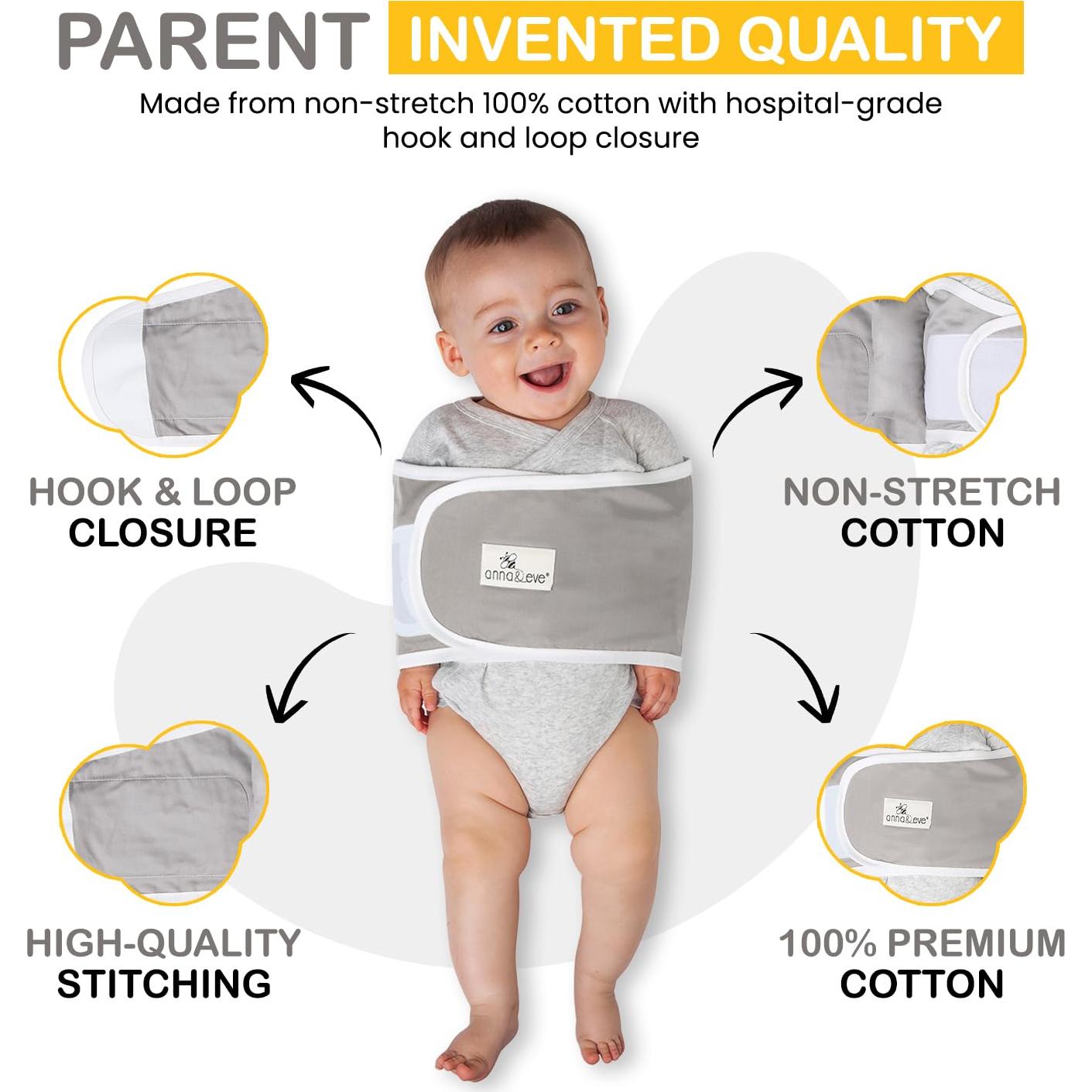 Faja de Envolver para Bebés Anna & Eve - Algodón 100% Gris