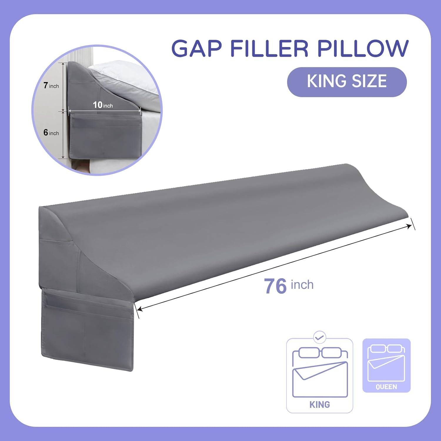Almohada en Cuña Vekkia King Gris para Relleno de Hueco 193x25x18 cm