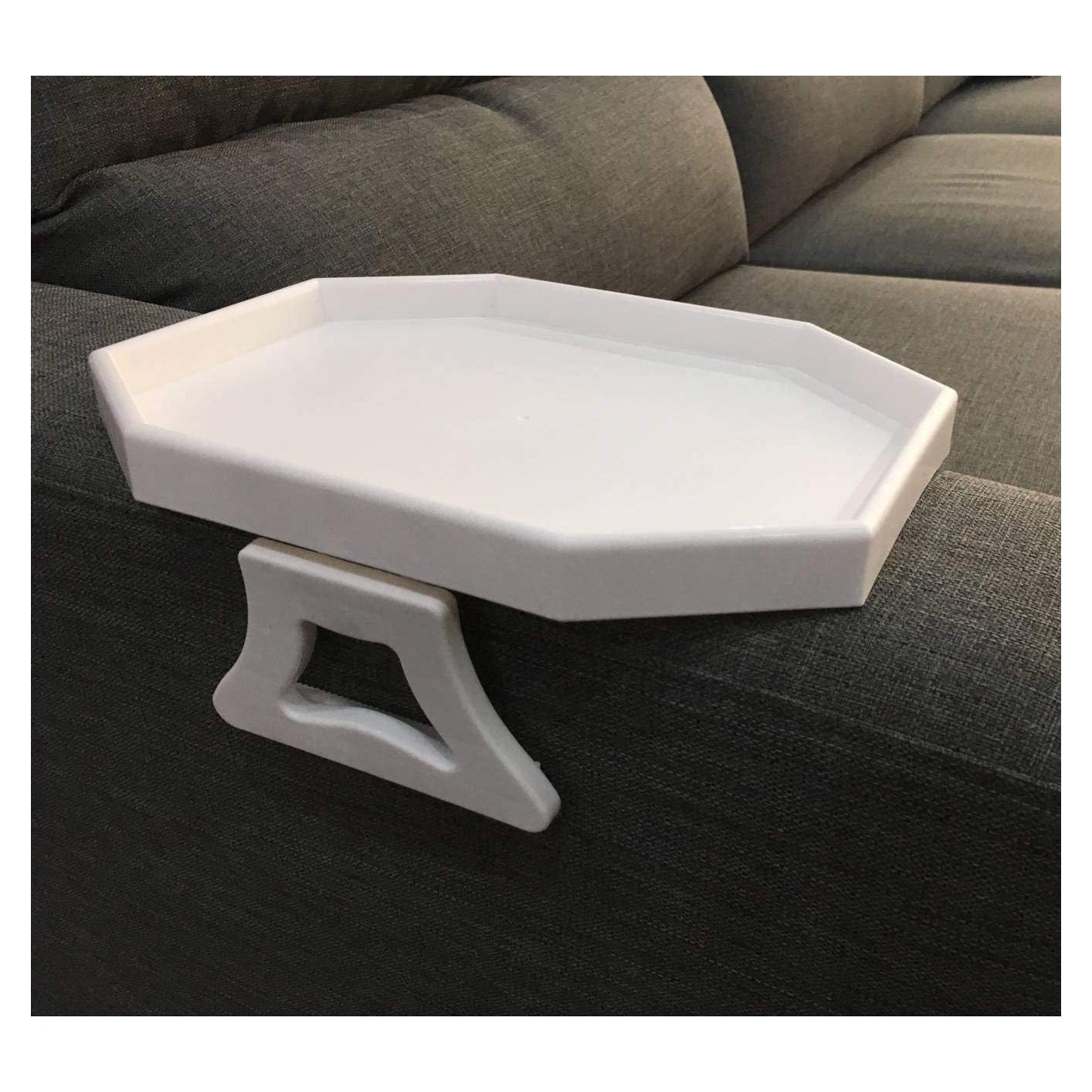 Mesa de Clip para Sofá Xchouxer, Bandeja Reposabrazos Blanca