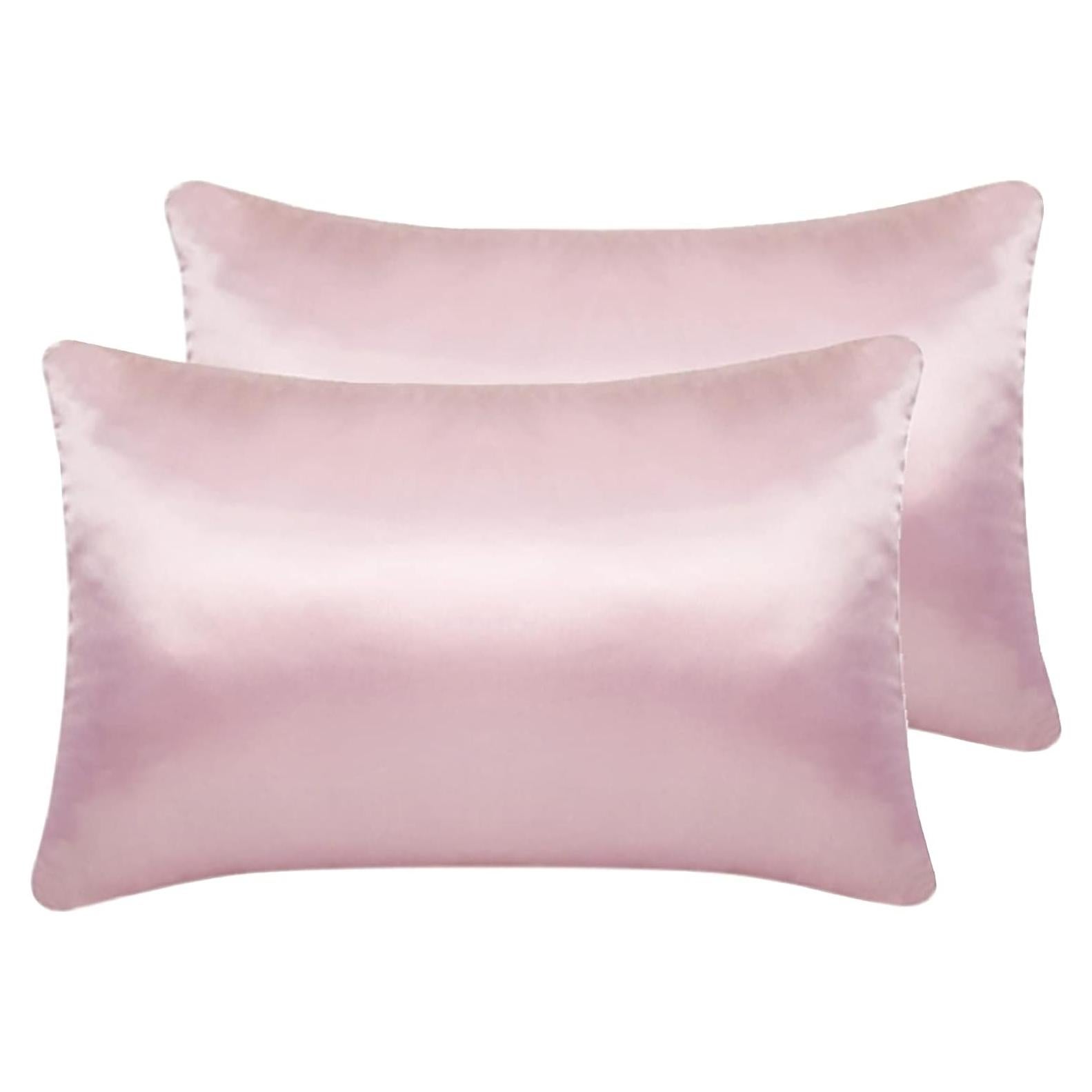 Juego de 2 Fundas de Almohada de Satén Rosa LCBD 33x46 cm