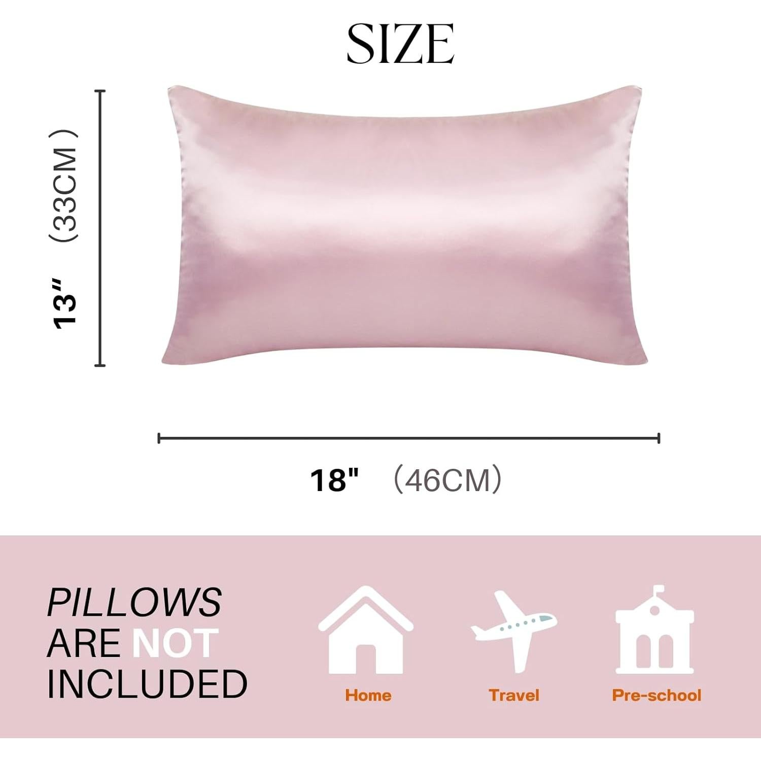 Juego de 2 Fundas de Almohada de Satén Rosa LCBD 33x46 cm