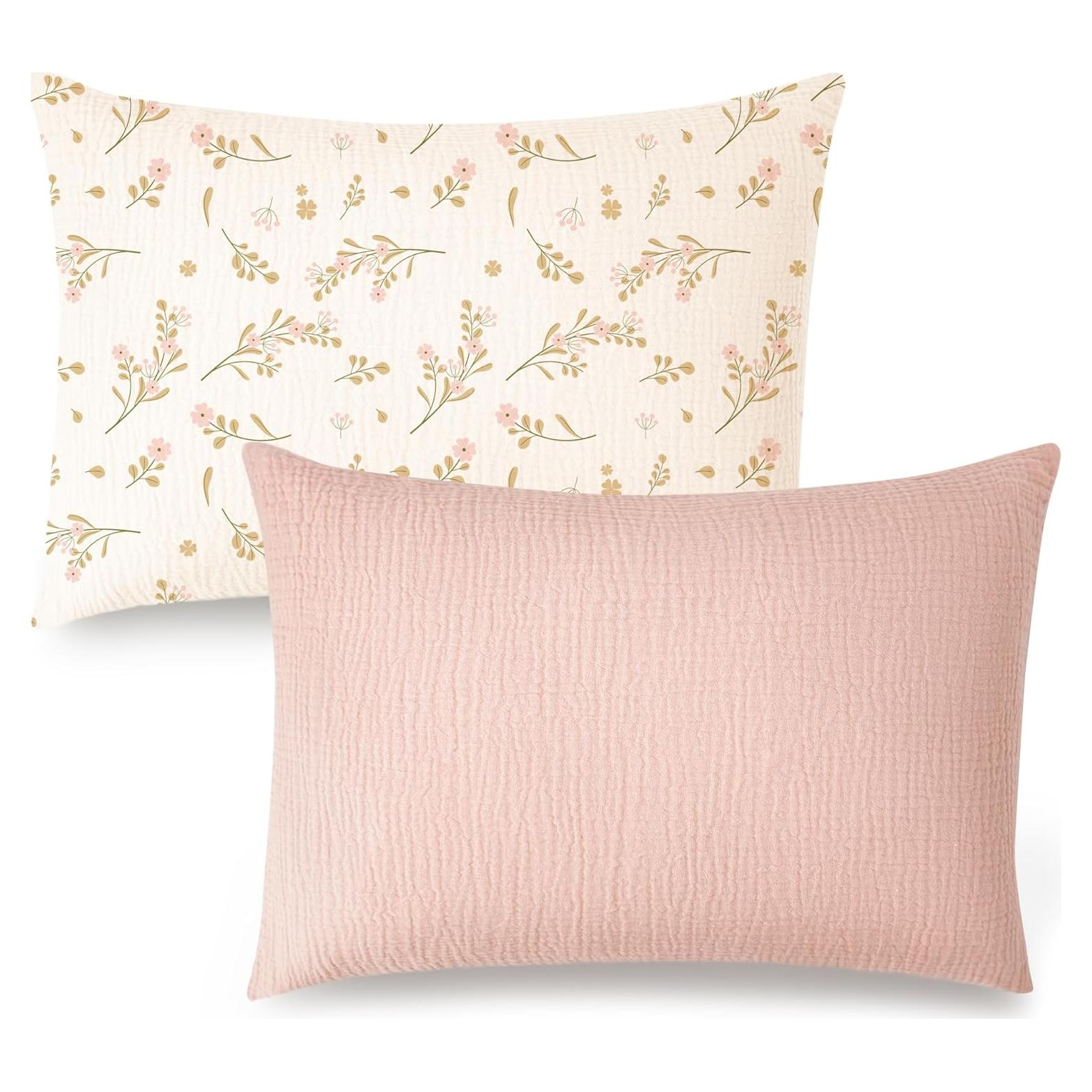 Funda de Almohada Muselina 100% Algodón Konssy 13x18 Rosa Floral