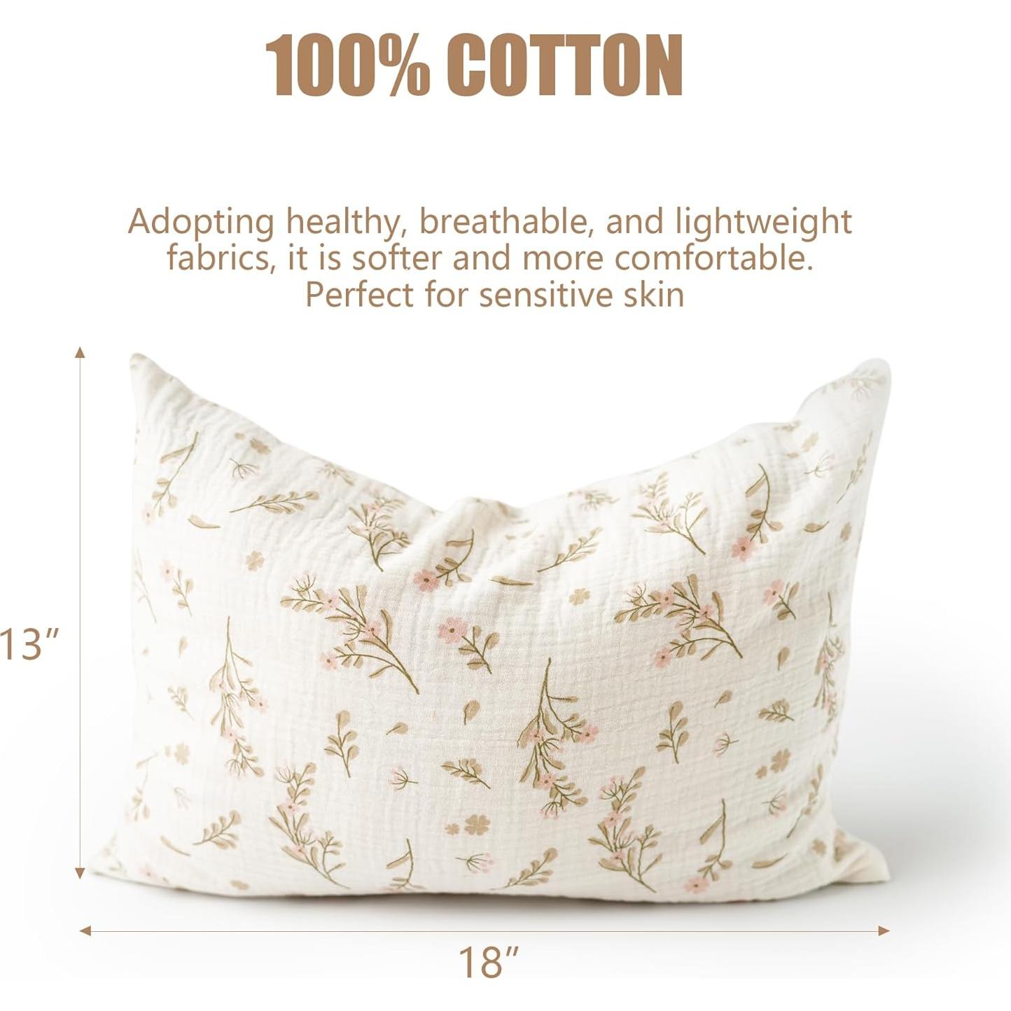 Funda de Almohada Muselina 100% Algodón Konssy 13x18 Rosa Floral