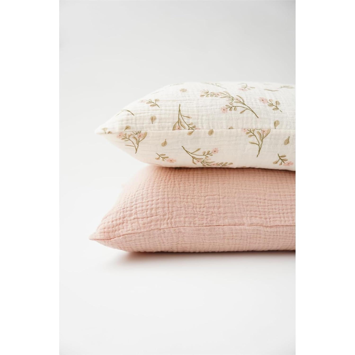 Funda de Almohada Muselina 100% Algodón Konssy 13x18 Rosa Floral