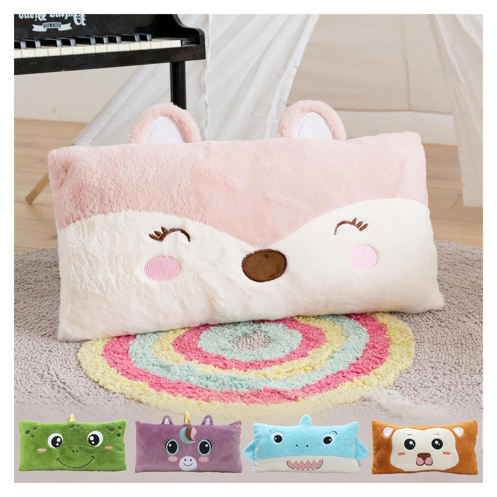 Almohada Lumbar de Peluche Snugtown Zorro Rosa 30x60 cm