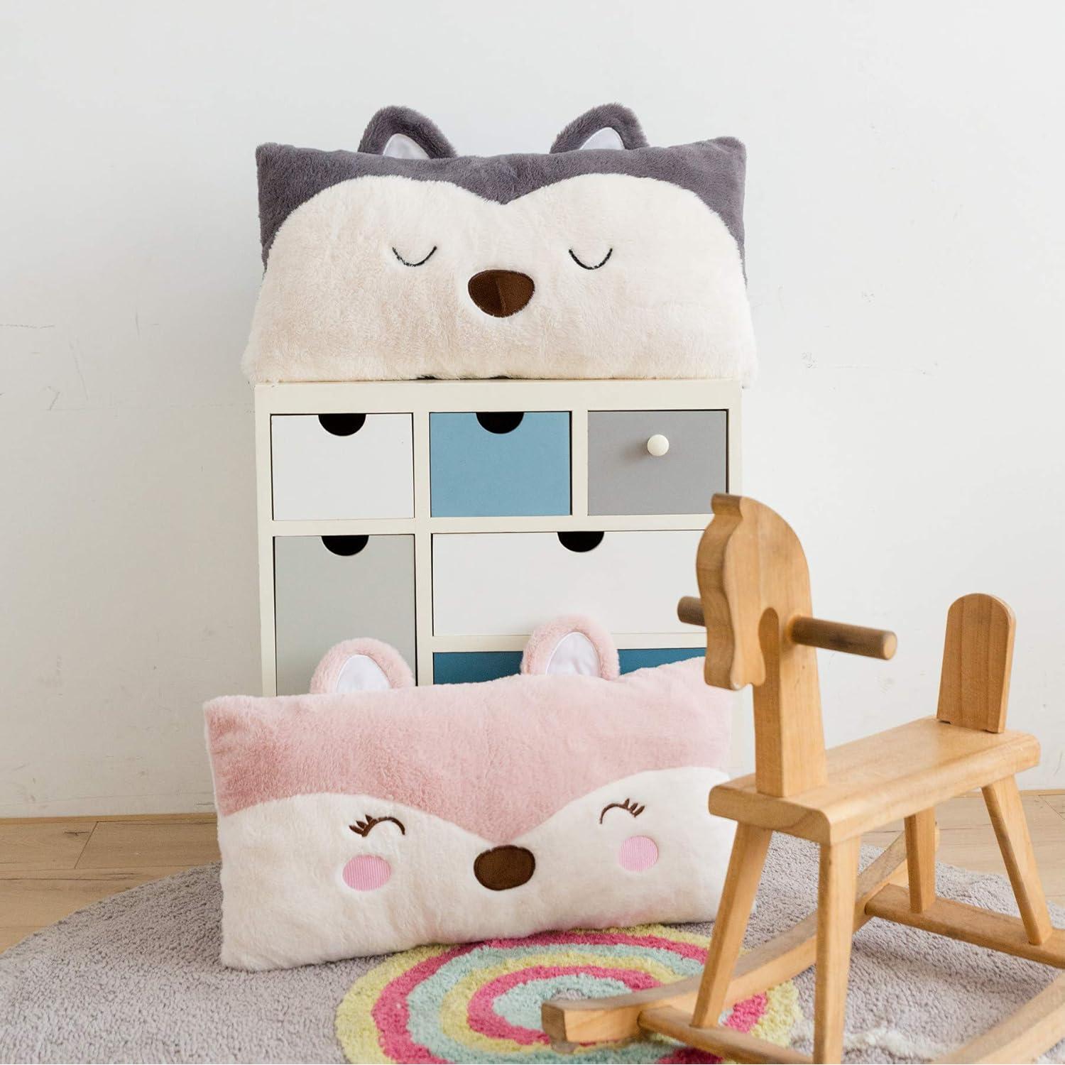 Almohada Lumbar de Peluche Snugtown Zorro Rosa 30x60 cm