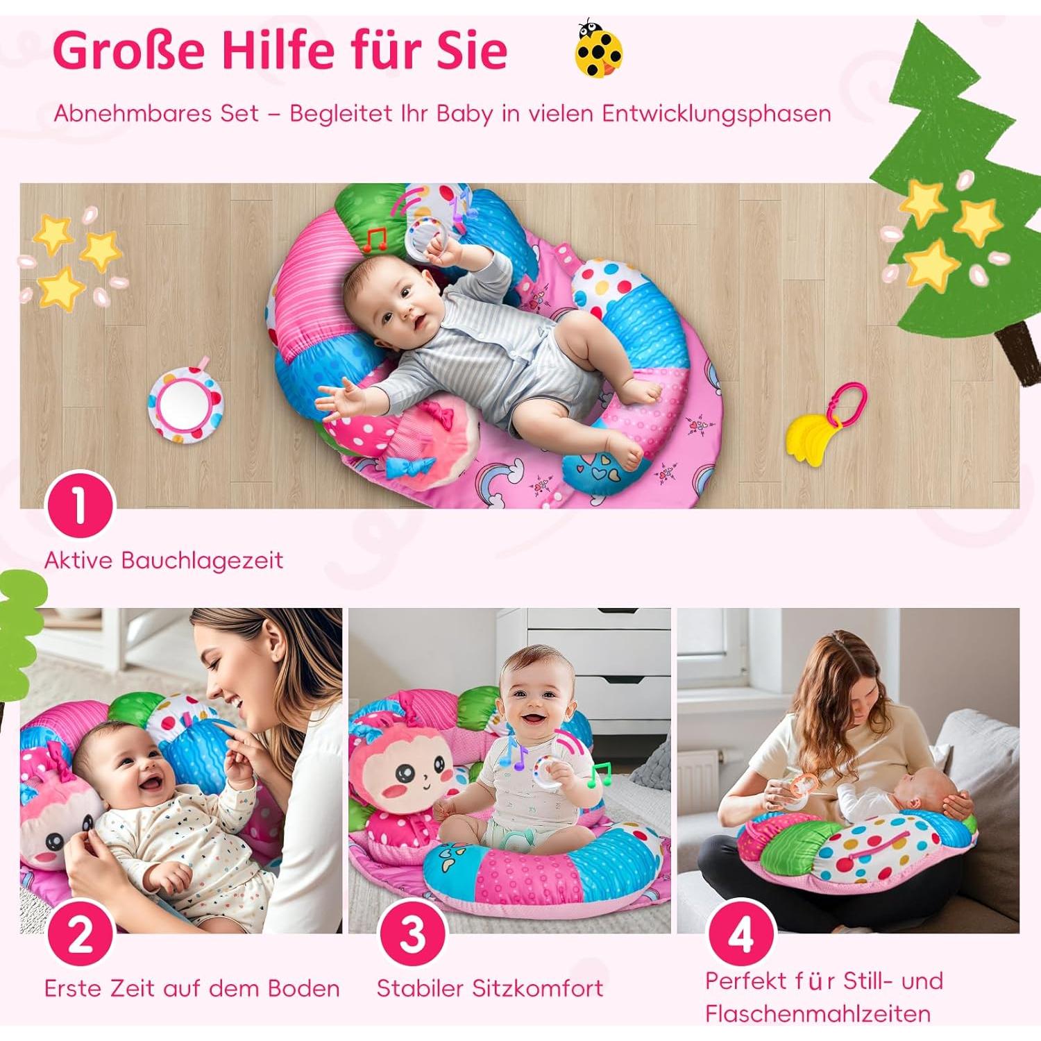 Almohada 3 en 1 para Bebés SAIMAND - Alfombrilla Antideslizante