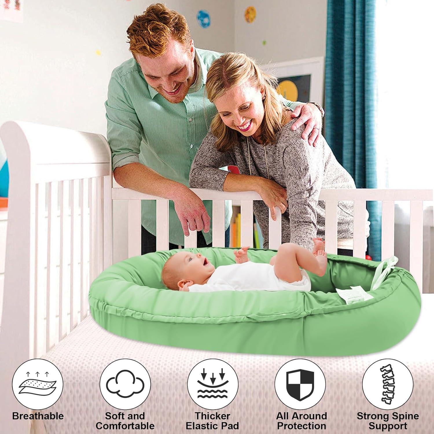 Cojín para Bebé Verde Claro 100% Algodón Suave y Transpirable