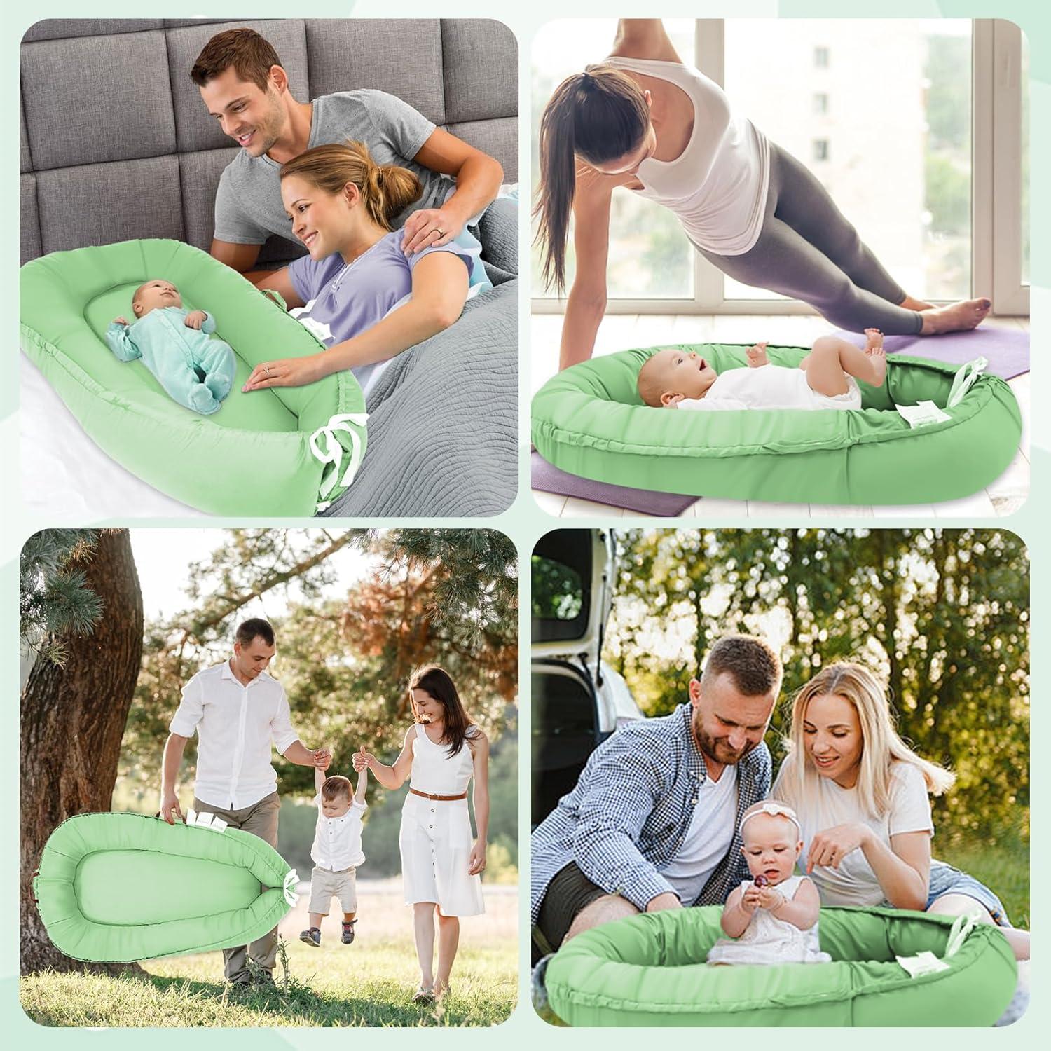 Cojín para Bebé Verde Claro 100% Algodón Suave y Transpirable