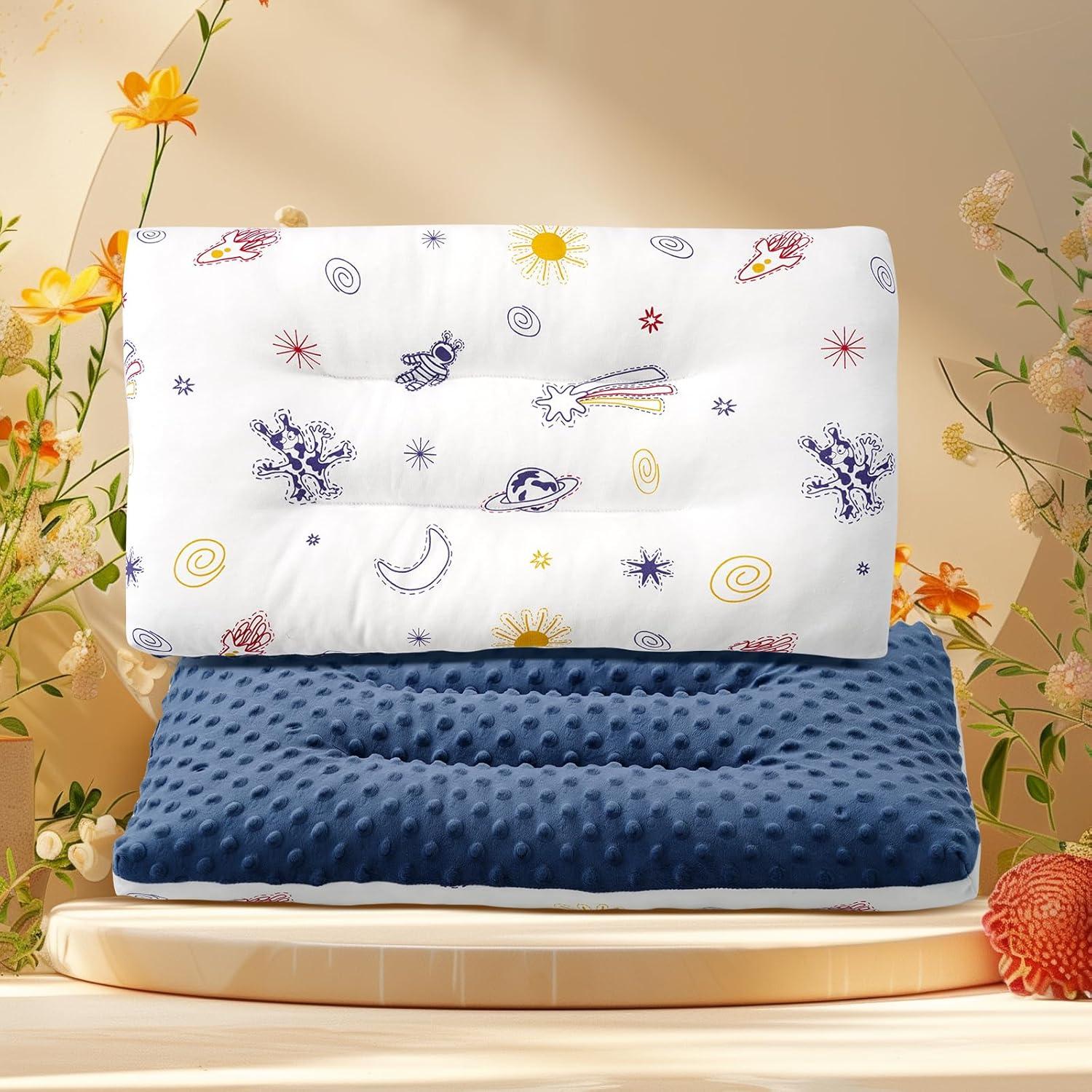 Almohada para Niños RESTIRY 48x28 cm Algodón Lavable Azul