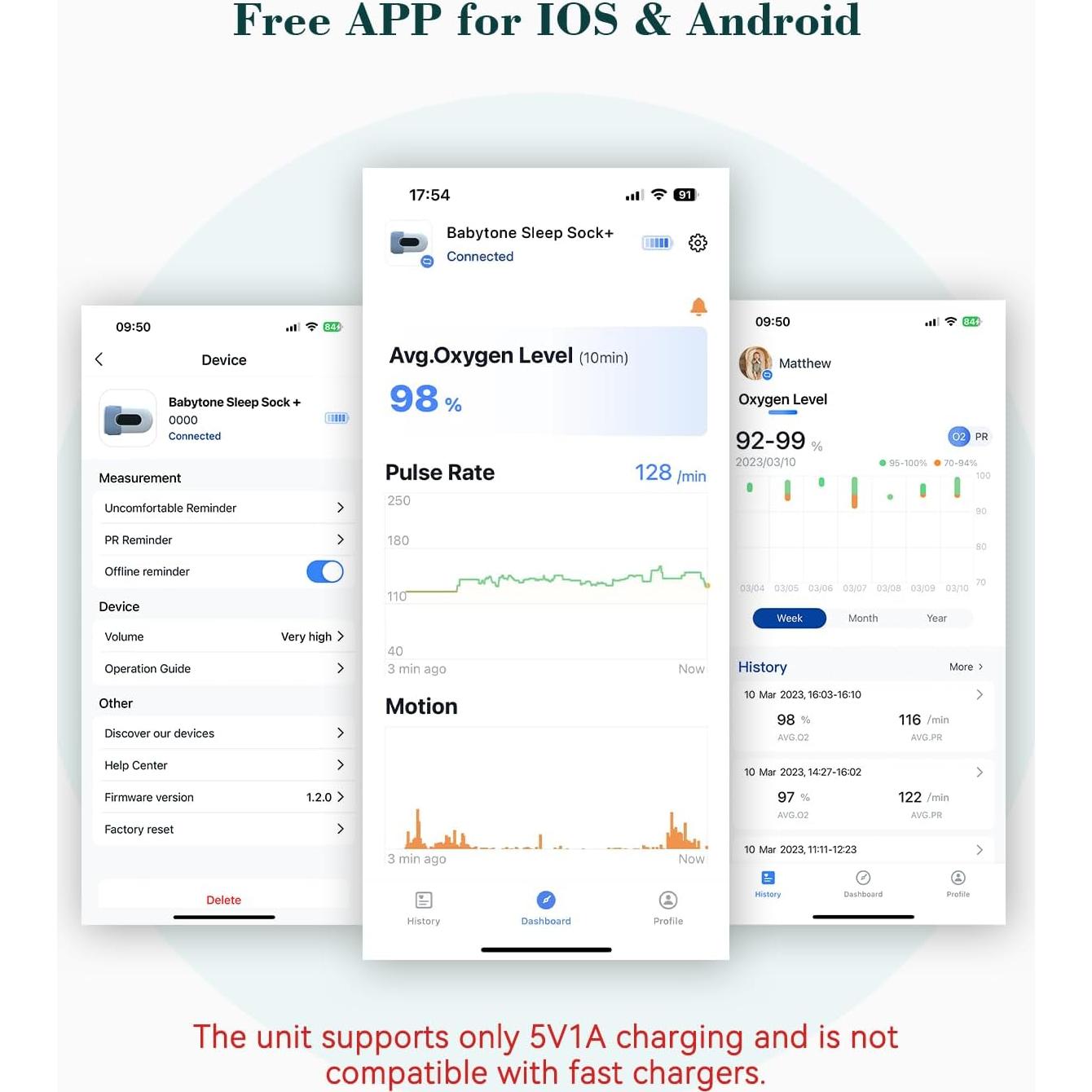 Monitor de Sueño para Bebés Babytone S1, Frecuencia Cardíaca y Movimiento