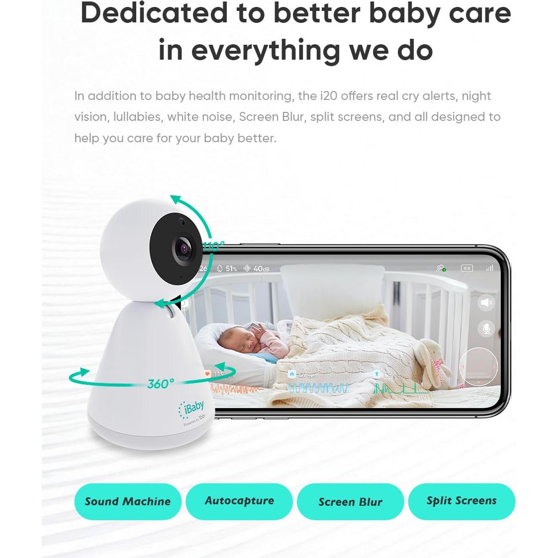 Monitor Inteligente para Bebés iBaby i20 - Sin Contacto, 1080P