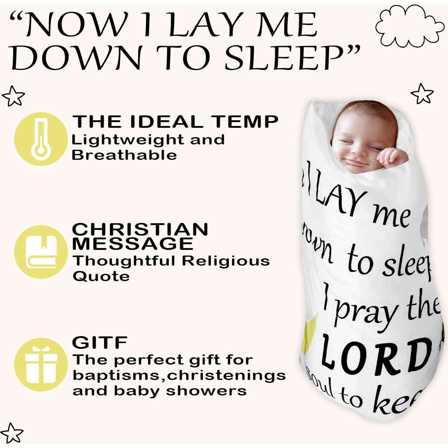 Manta de Bautizo Peryiter 76x102 cm con Versículo Bíblico