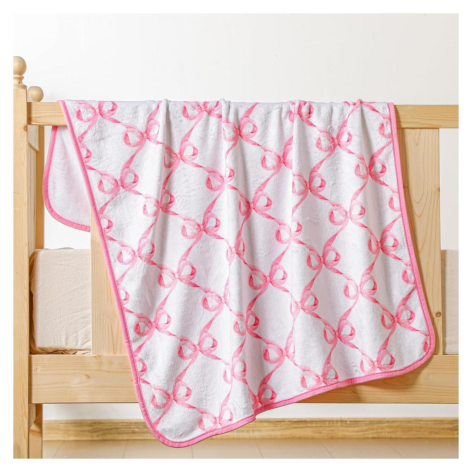 Manta para Bebé Breling con Lazo Rosa 76x102 cm Franela Suave