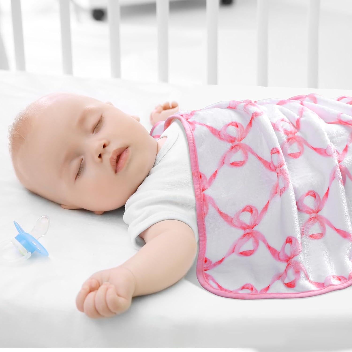 Manta para Bebé Breling con Lazo Rosa 76x102 cm Franela Suave